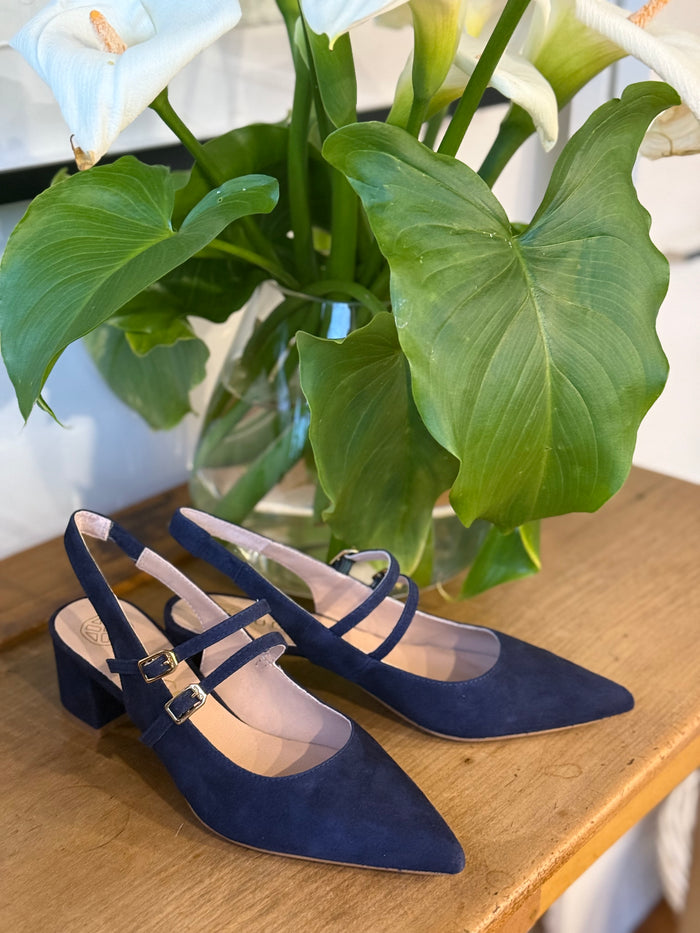 Unisa Navy Suede Sling Back Jacko- KS