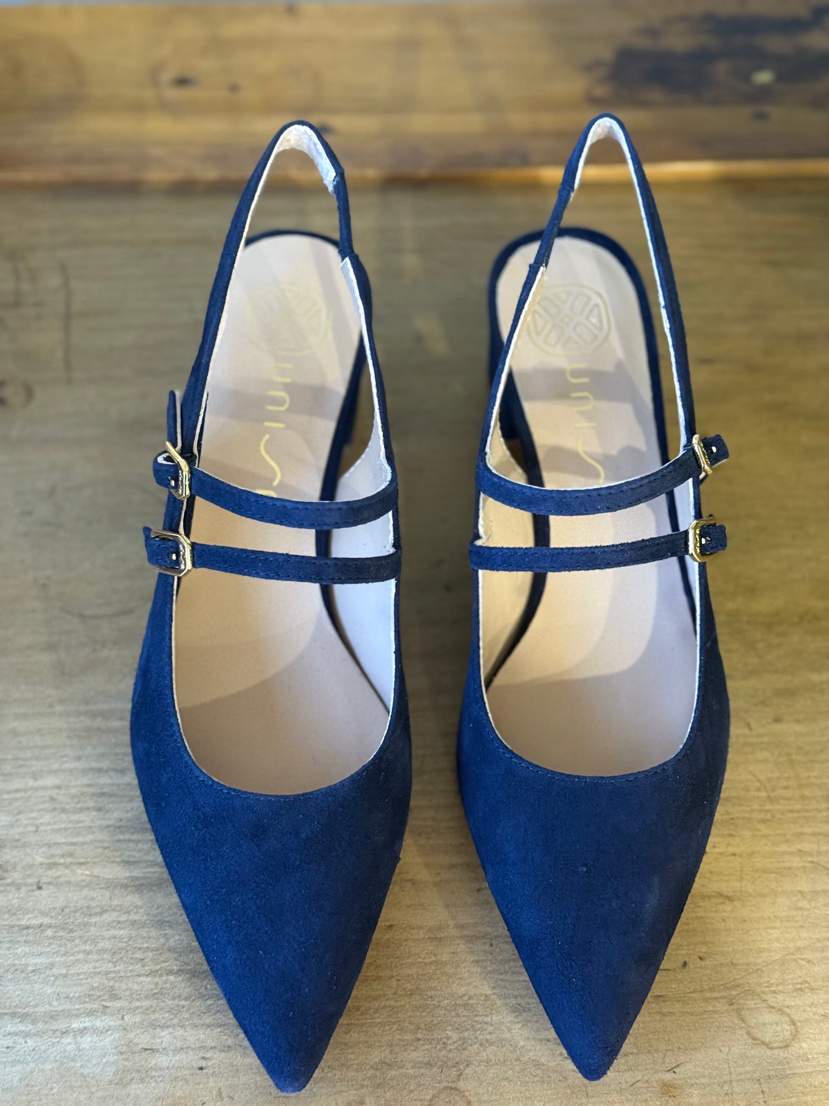 Unisa Navy Suede Sling Back Jacko- KS