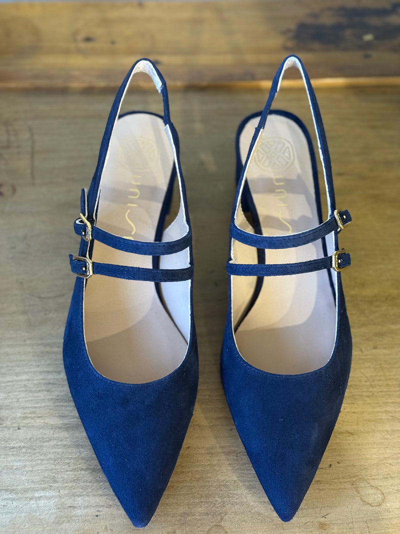 Unisa Navy Suede Sling Back Jacko- KS