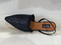 Neo Shoe Raffia Heeled Sling Back Black AG-25058