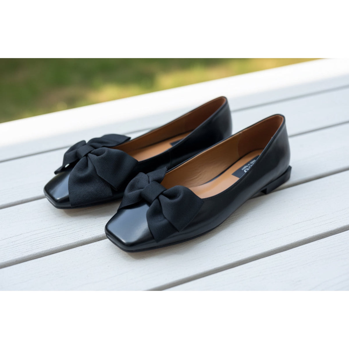 NEO Shoes Black Flats with Bow 24630
