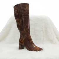 Neo Boot Manati Cuero Rust Croc Knee High 25580-795C