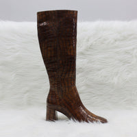 Neo Boot Manati Cuero Rust Croc Knee High 25580-795C