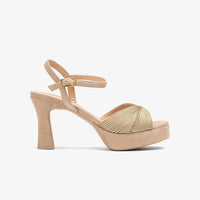 Unisa Sandal Beige Embroidered Platform Ojeda