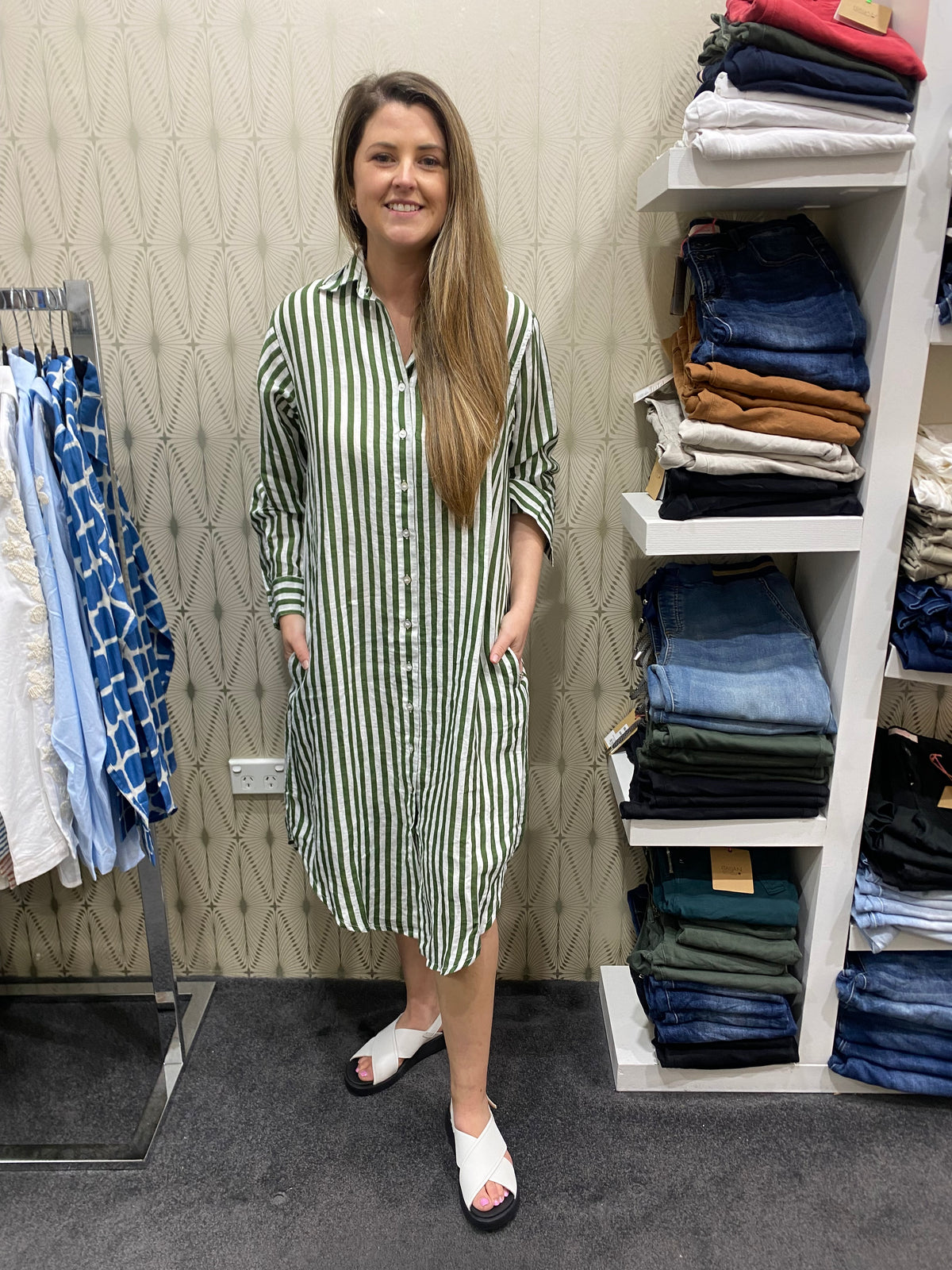 Frockk Dress Elena Moss Stripe