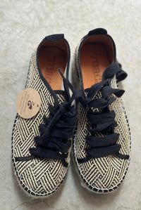Macarena Tan Black Lace Up Espradrille