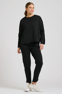 Est 1971 Raw Velvet Trim Sweatshirt Black