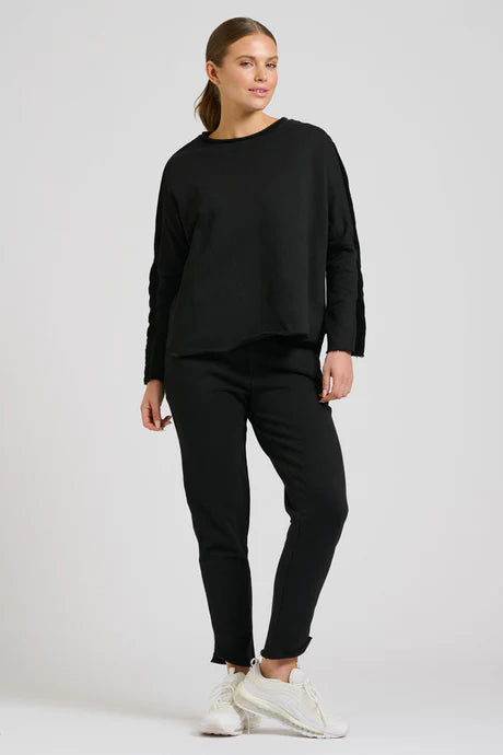 Est 1971 Raw Velvet Trim Sweatshirt Black