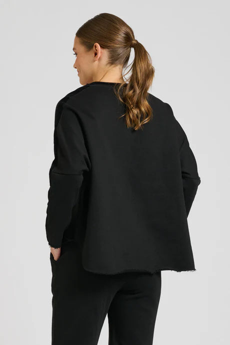 Est 1971 Raw Velvet Trim Sweatshirt Black