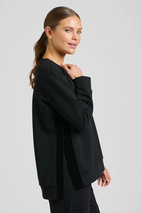 Est 1971 Scuba Velvet Side Trim Sweatshirt Black