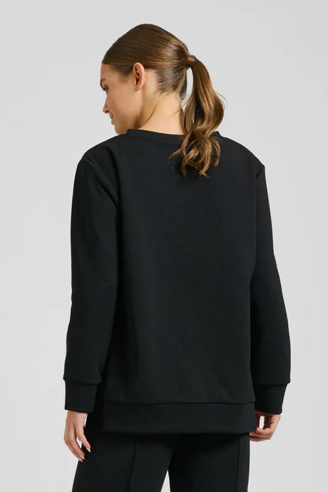 Est 1971 Scuba Velvet Side Trim Sweatshirt Black