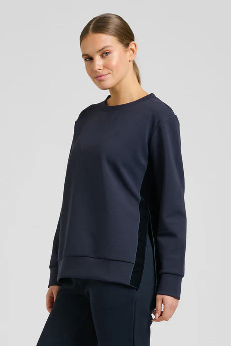 Est 1971 Scuba Velvet Side Trim Sweatshirt Navy