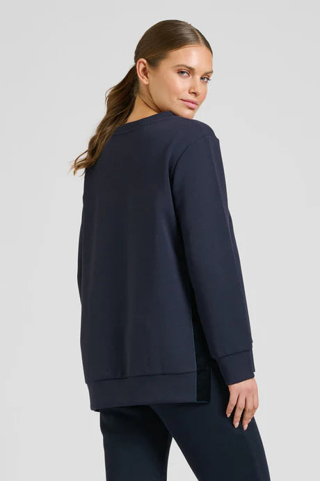 Est 1971 Scuba Velvet Side Trim Sweatshirt Navy