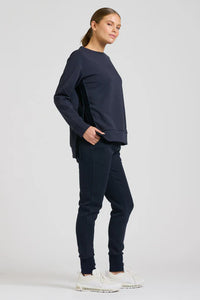 Est 1971 Scuba Velvet Side Trim Sweatshirt Navy