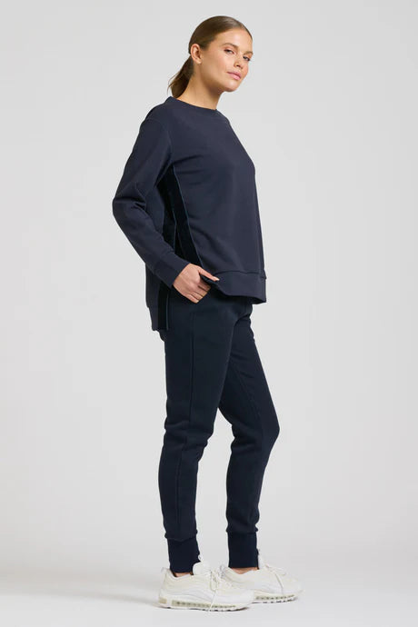 Est 1971 Scuba Velvet Side Trim Sweatshirt Navy