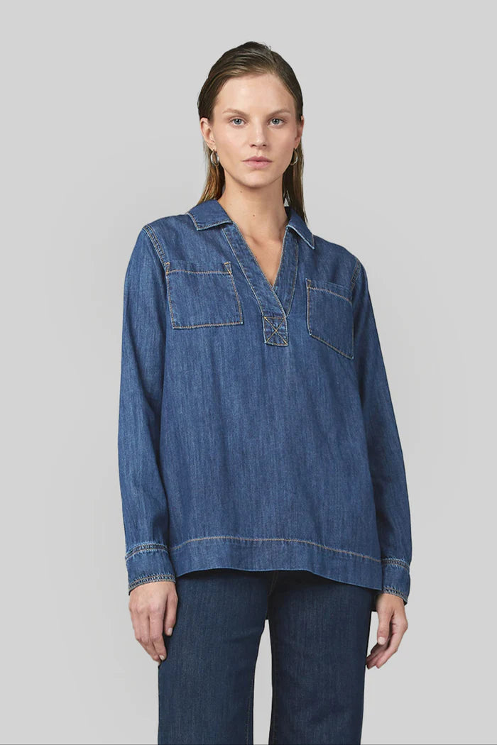 Dri Coper Ash Denim Pop Over Shirt