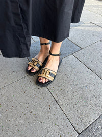 Sempre Di wicker/black sandal talent-fmau2