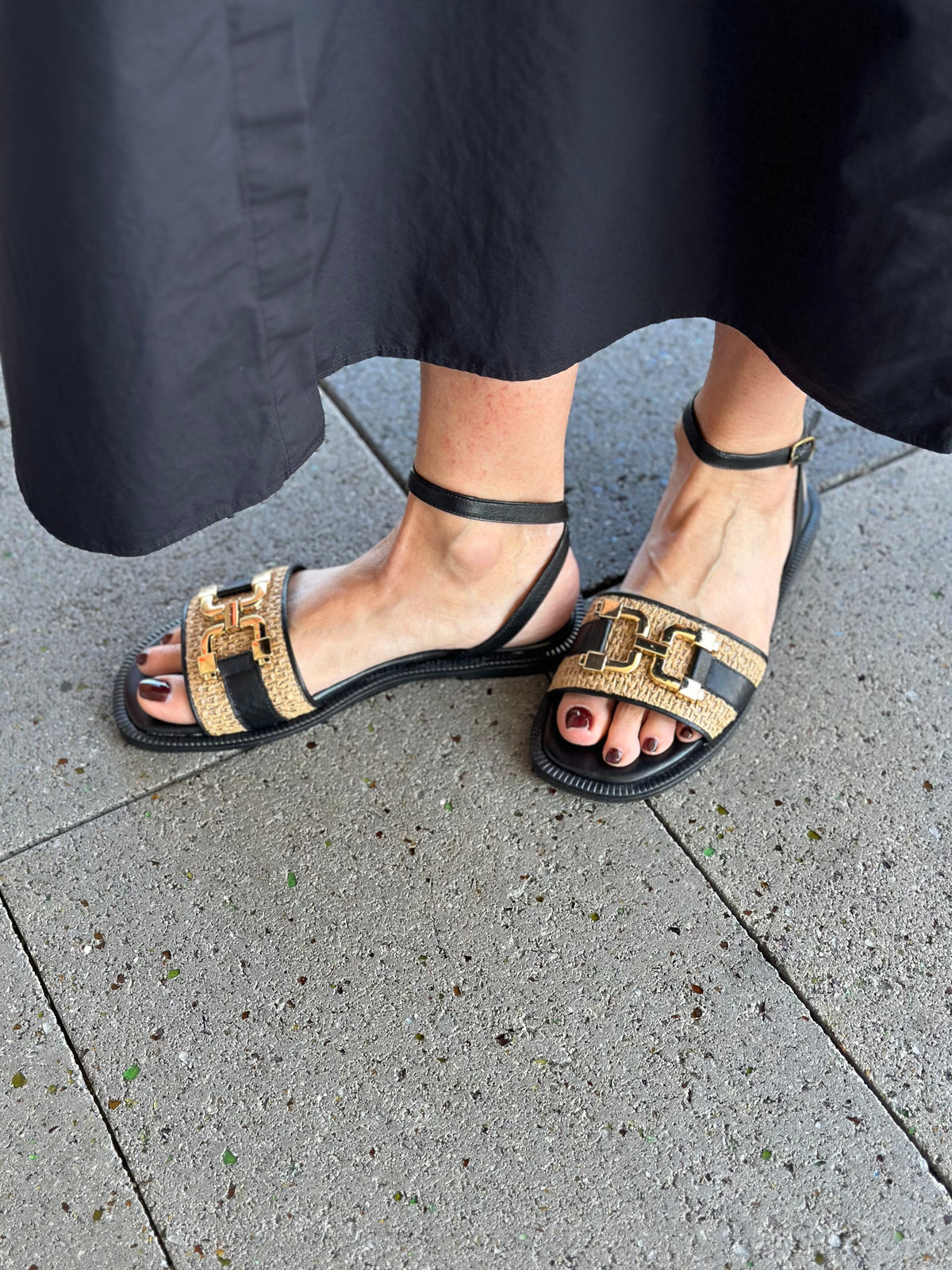 Sempre Di wicker/black sandal talent-fmau2