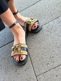 Sempre Di wicker/black sandal talent-fmau2