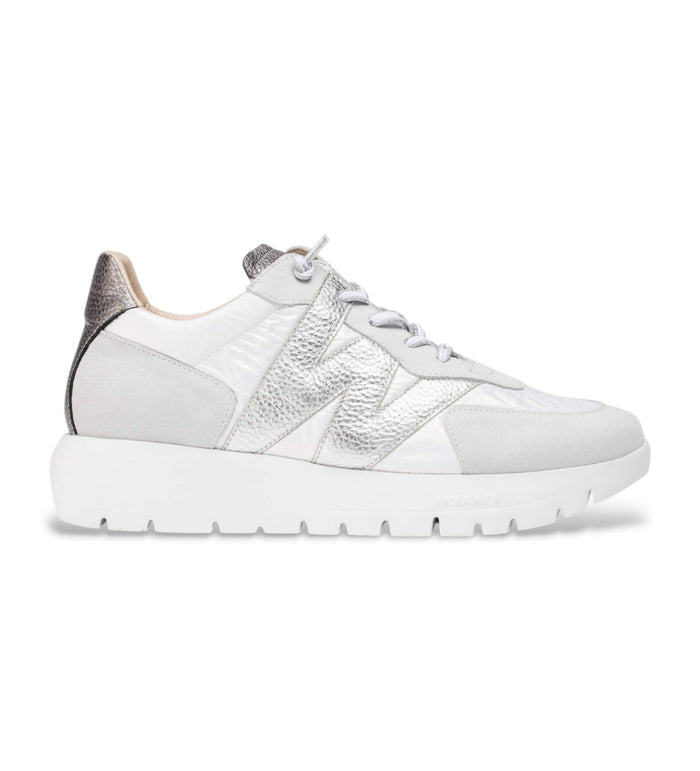 Wonders Sneaker Oslo White with silver trim A-2464