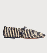 Eos Shoe Santalum Black Beige Raffia