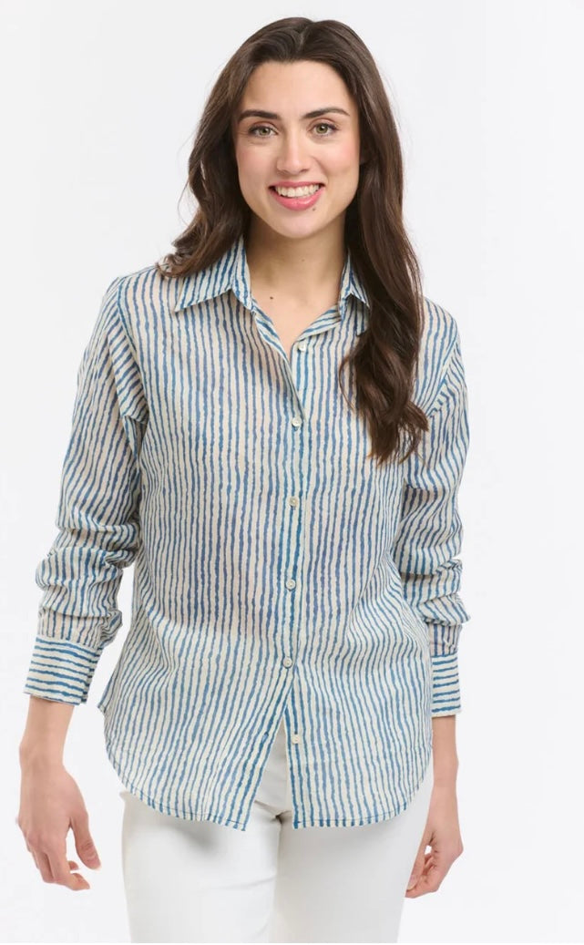 Italian Star Shirt Collins Blue Stripe 67350