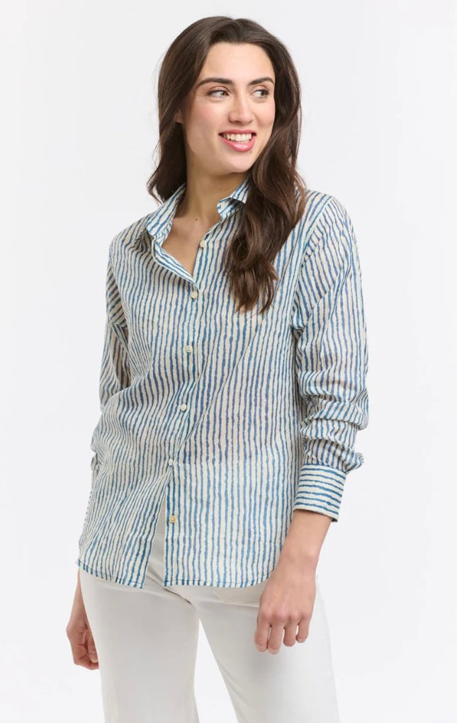 Italian Star Shirt Collins Blue Stripe 67350