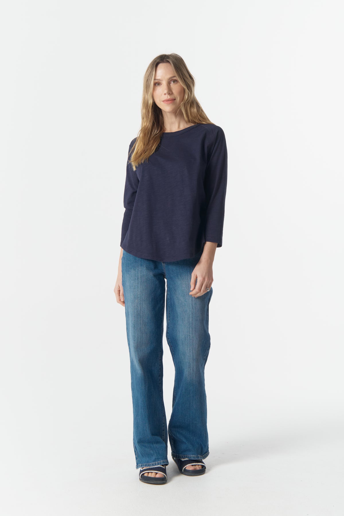 Cloth Paper Scissors Raglan 3/4 Sleeve Tee Navy C1387