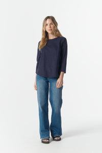 Cloth Paper Scissors Raglan 3/4 Sleeve Tee Navy C1387