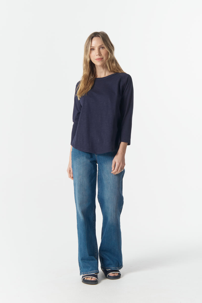 Cloth Paper Scissors Raglan 3/4 Sleeve Tee Navy C1387