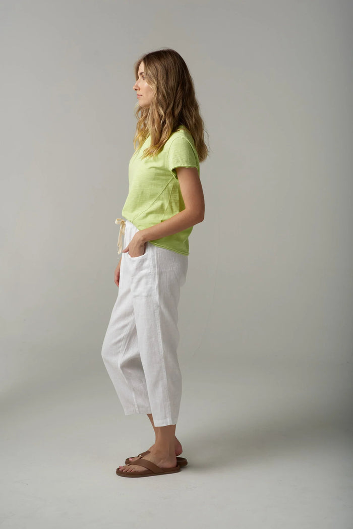 Cloth +Paper + Scissors Pant Cropped Linen White 1526