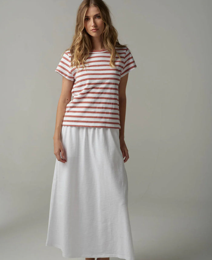 Cloth + Paper + Scissors Tee Striped White/Terrocotta C1378