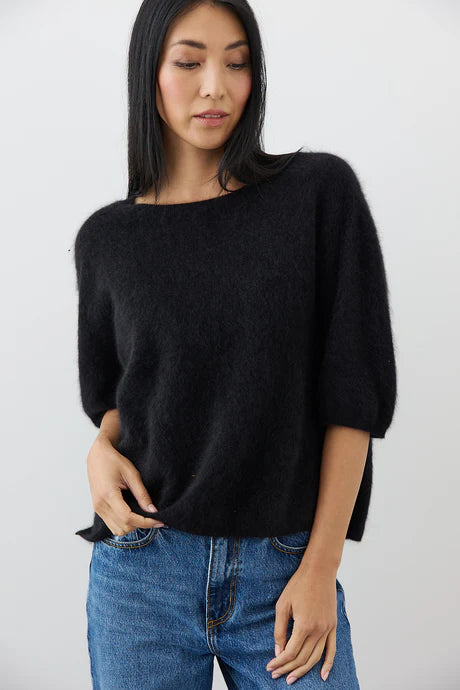 Mia Fratino Brushed Cashmere Erika Tee Black