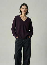Aleger Jumper  V Neck Merlot 494