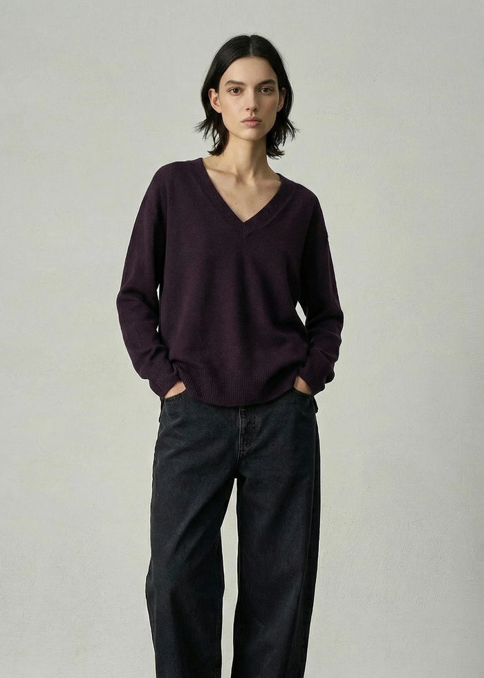 Aleger Jumper  V Neck Merlot 494