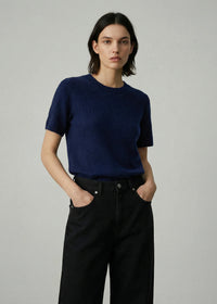 Aleger Jumper S/S Brushed Wool/Cashmere Royale Blue N. 658