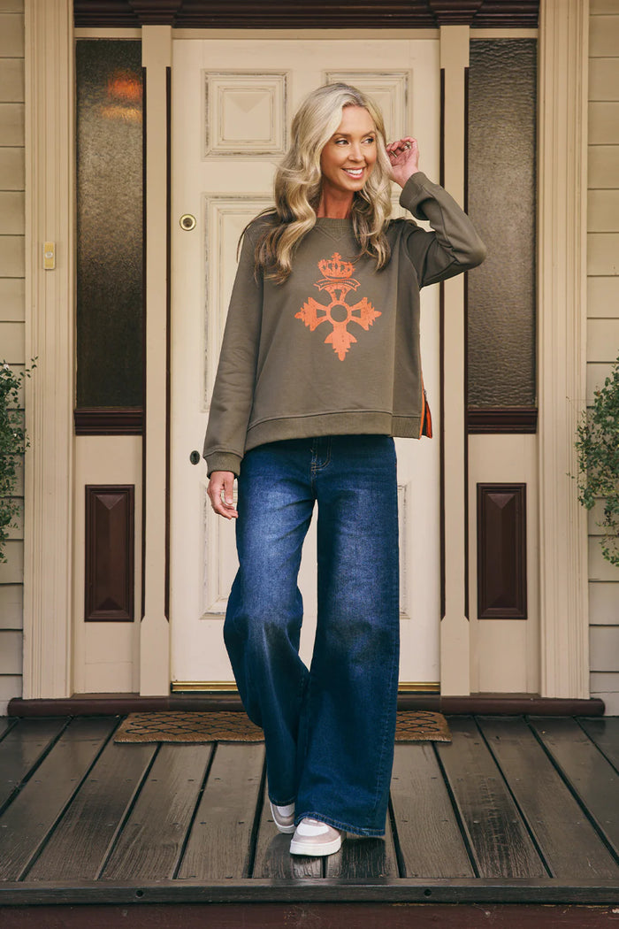 Italian Star Sweatshirt Florentine Military/Orange ISWW2633