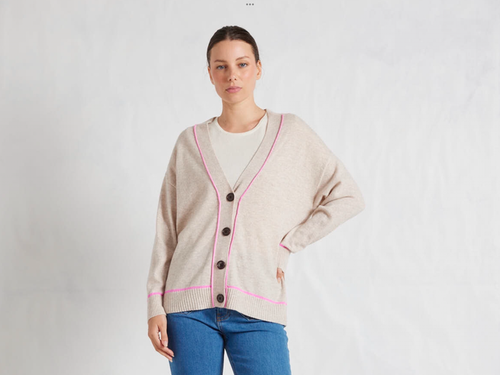 Alessandra Blanche Cashmere Blend Cardi Porridge