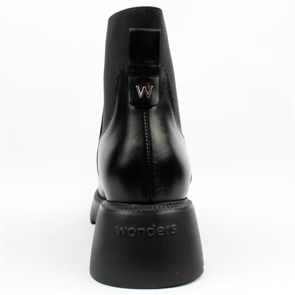 Wonders Black Slip On Ankle Boot C7203
