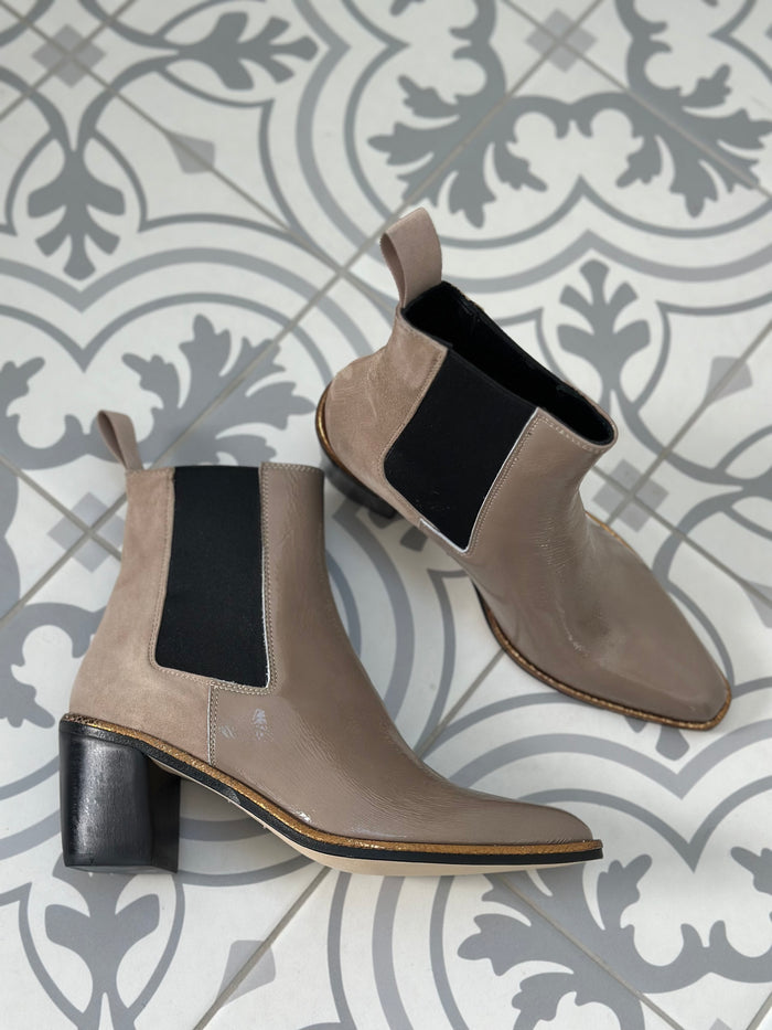 Beau Coops Ankle Boot Nude Patent/Suede Duplex