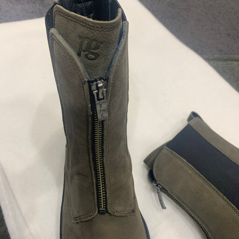 Paul Green Nubuck Military Boot with Front Zip 8030-024