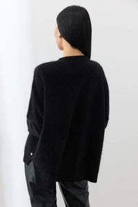 Mia Fratino Mae Brushed Cashmere Cardi Jet 24024