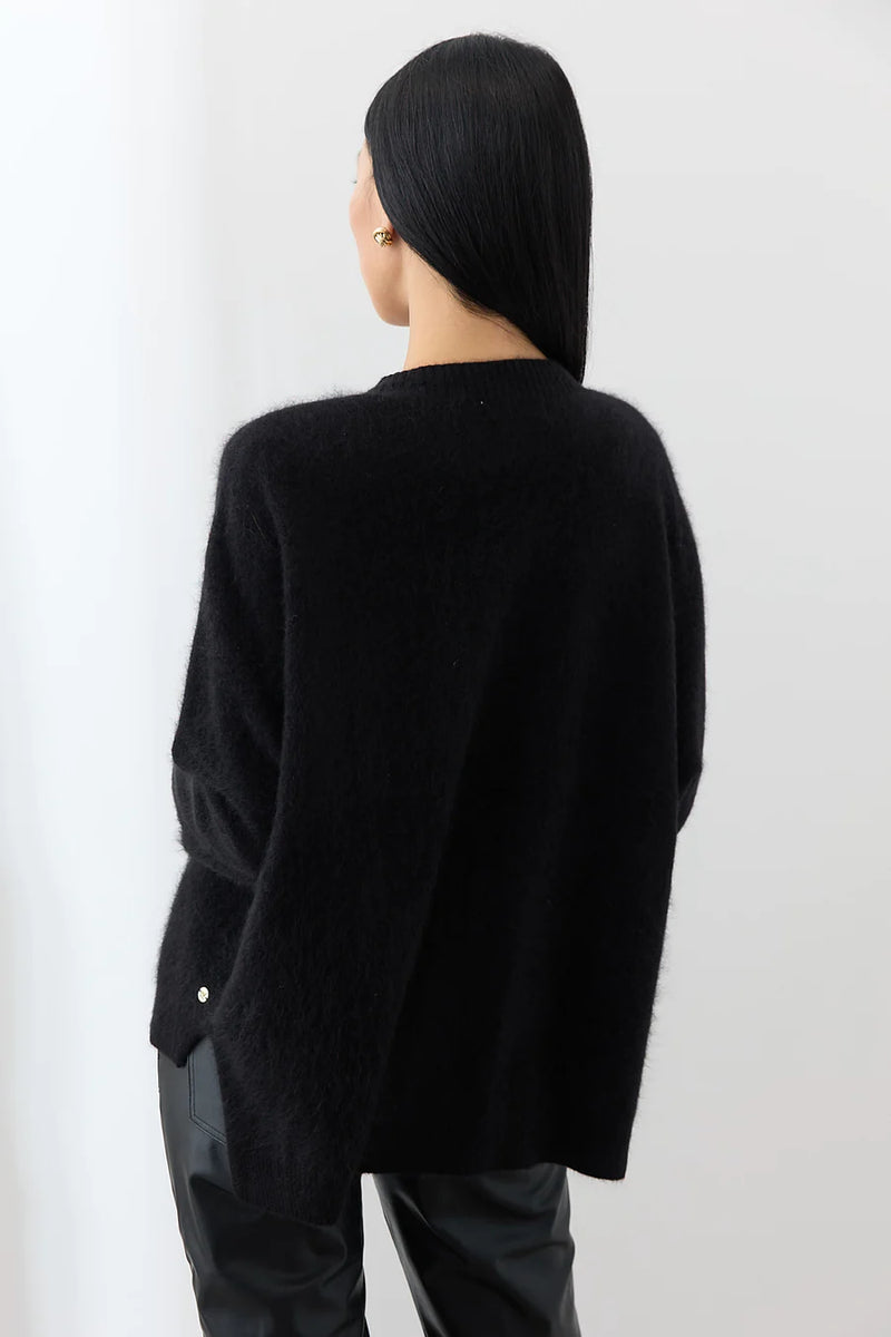 Mia Fratino Mae Brushed Cashmere Cardi Jet 24024