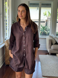 Frockk Sita Linen Shirt Chocolate