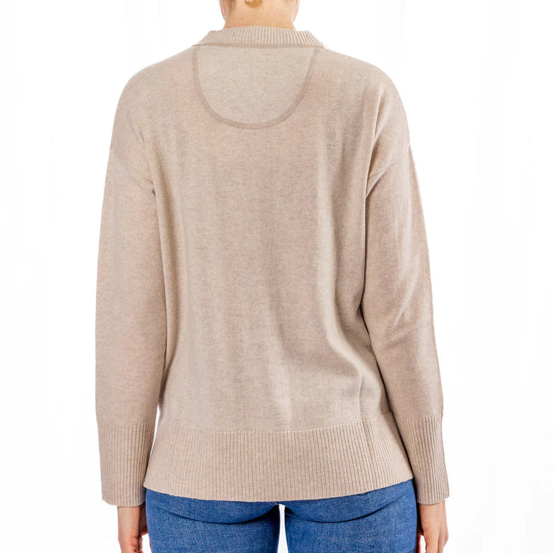 Bow and Arrow V Neck Jumper Oatmeal 30/70 Blend