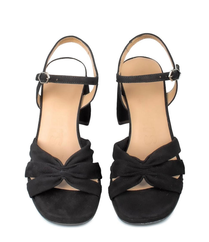 Wonders Black Suede Sandal F-8213
