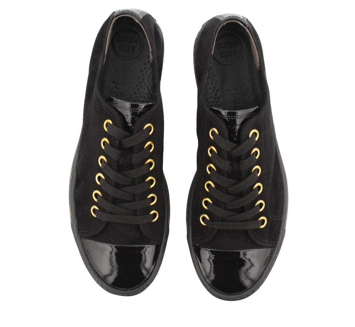 Paul Green Black Suede/Patent Sneaker 4977-234