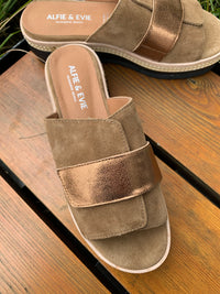 Alfie & Evie Inward Suede Sandal Khaki