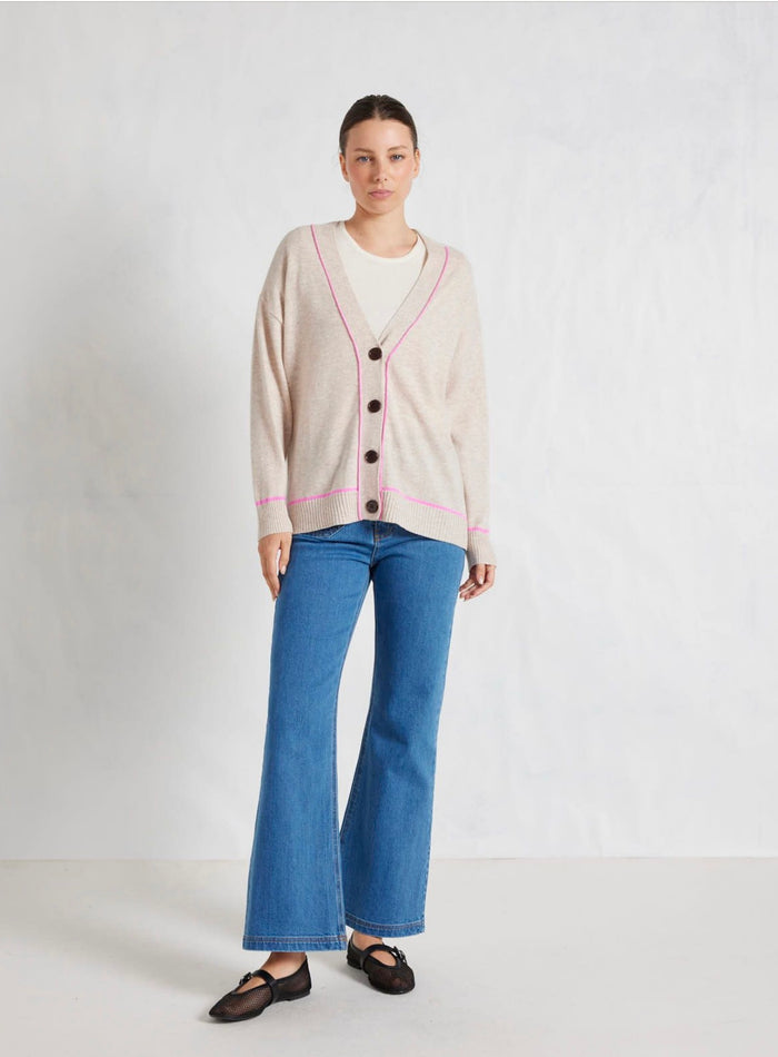 Alessandra Blanche Cashmere Blend Cardi Porridge