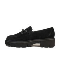 Paul Green Black Suede Loafer with Front Clasp 1043-014